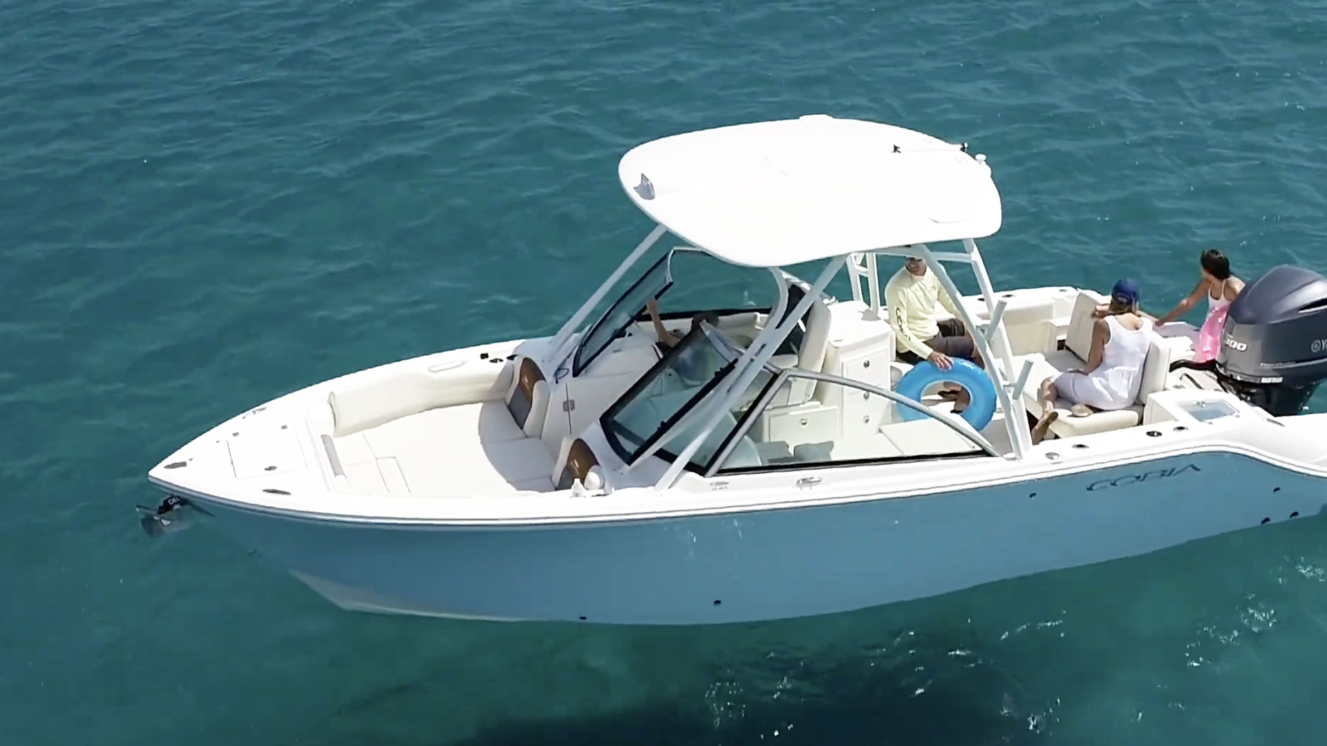 family on boat