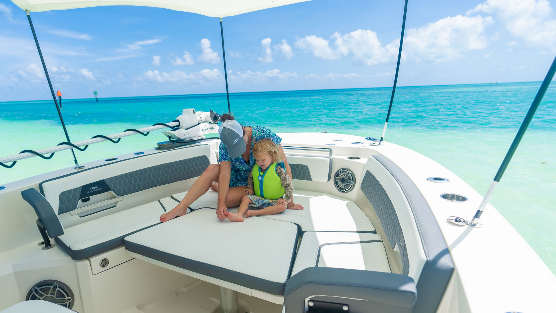 two people on a boat