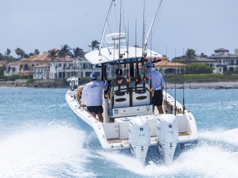 boat out on water from behind