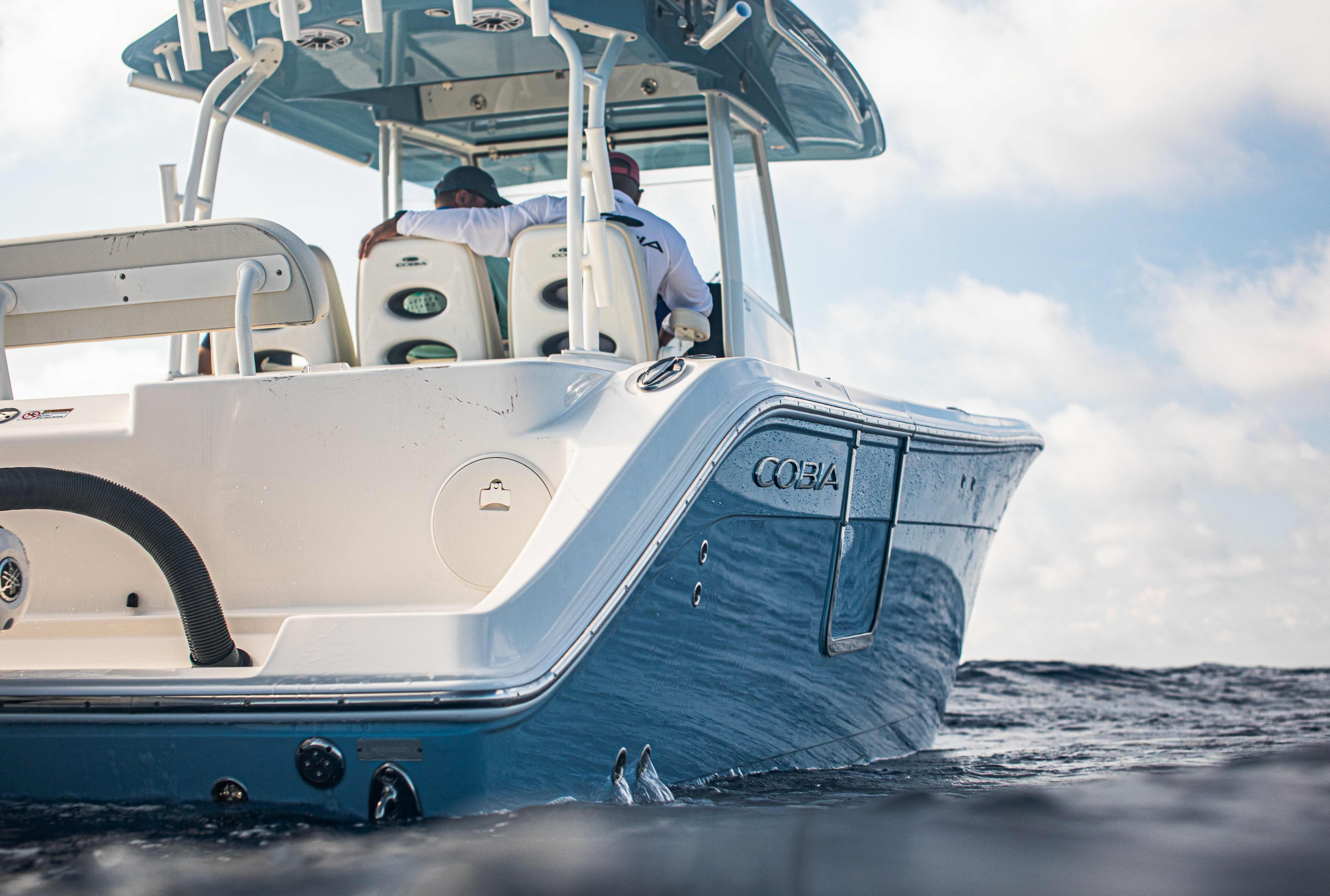 Cobia 350 CC Blue Hull on the Ocean Water